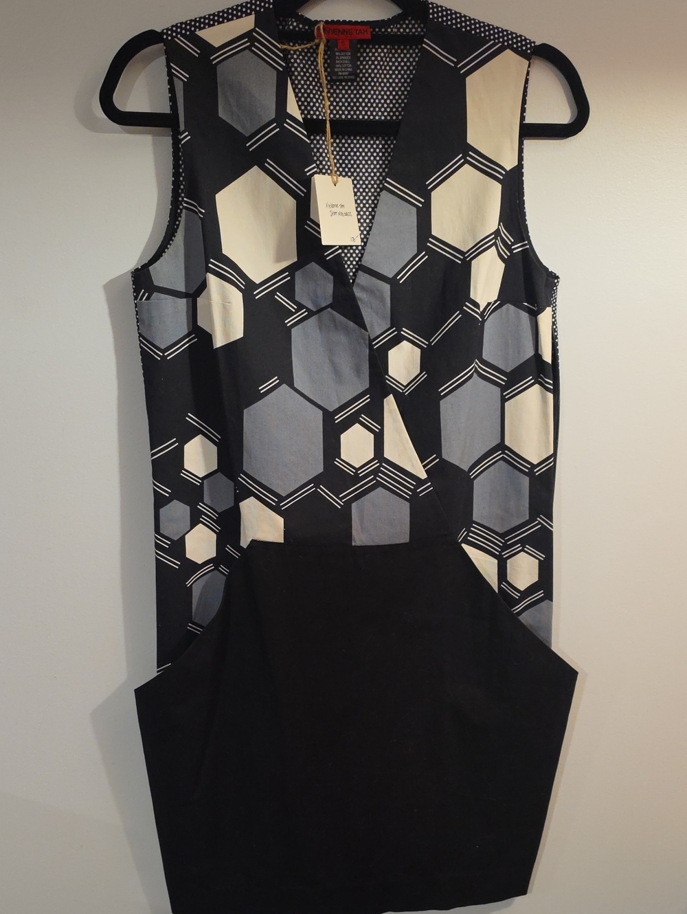 Vivienne Tam Gray & Black Sleeveless Geometric Dress